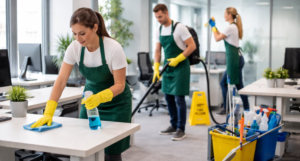 What is the Commercial Office Cleaning professional team at work